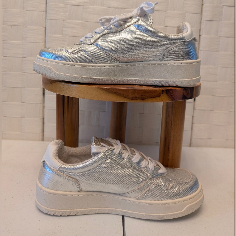 Metallic Silver‎ Platform Sneakers Women's Casual Fashion Sneakers